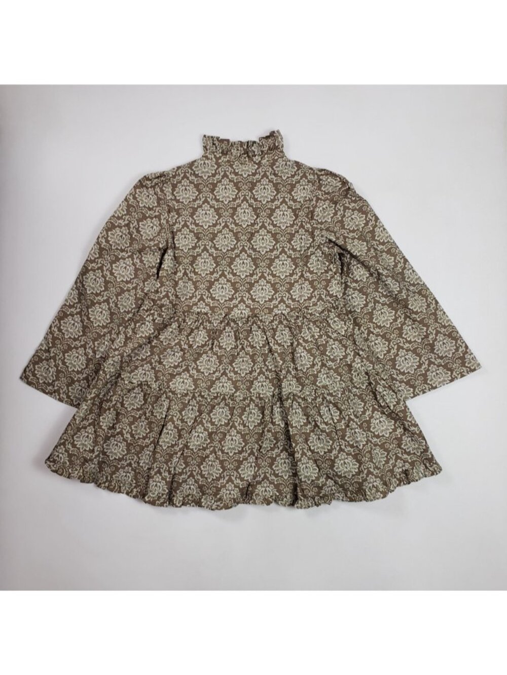 Hyacinth House Russell Mini Dress Olive Women’s Small Bell Sleeve Tiered NWT - Picture 7 of 16